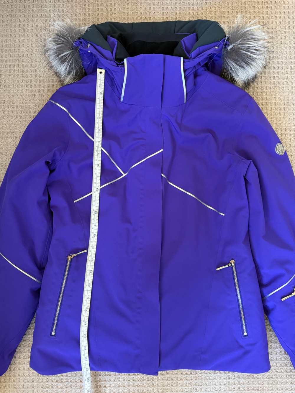 Sunice Purple Insulated Ski Jacket w/ Real Silver Fox Fur Hood | Size 8 / M - Picture 4 of 8